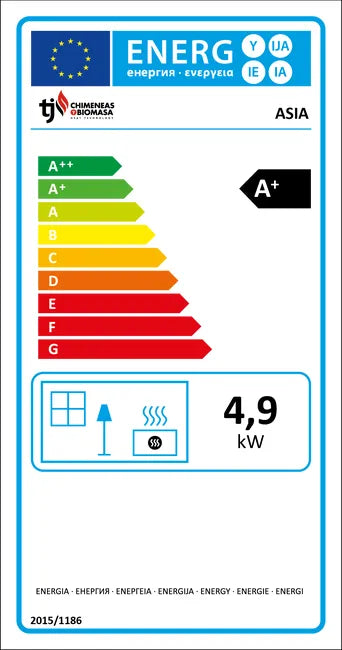 Estufa de pellet TJ Asia Negra de 4.9 kw