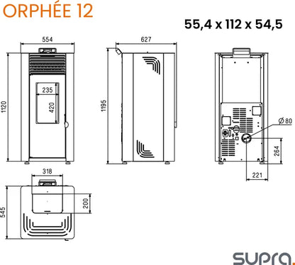 Estufa de pellet Eco ORPHÉE 12 kw