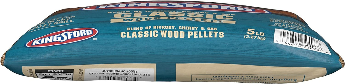 Kingsford Gránulos de madera clásica, 100% natural de nogal, roble y madera de cerezo para asar 5 libras (el paquete puede variar)